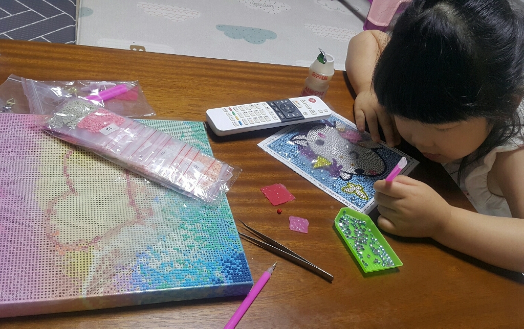 블링블링 키즈용 보석 비즈 액자 동물 DIY