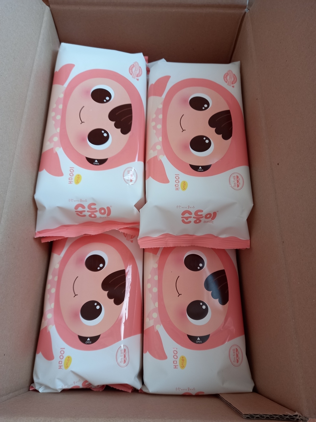 순둥이 베이직 무향 엠보싱 유아물티슈 플러스 리필형