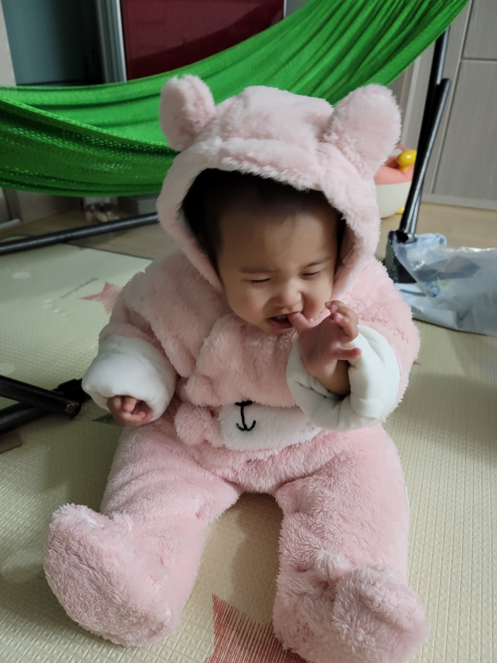 맘스케어 해피 베어 후드 우주복