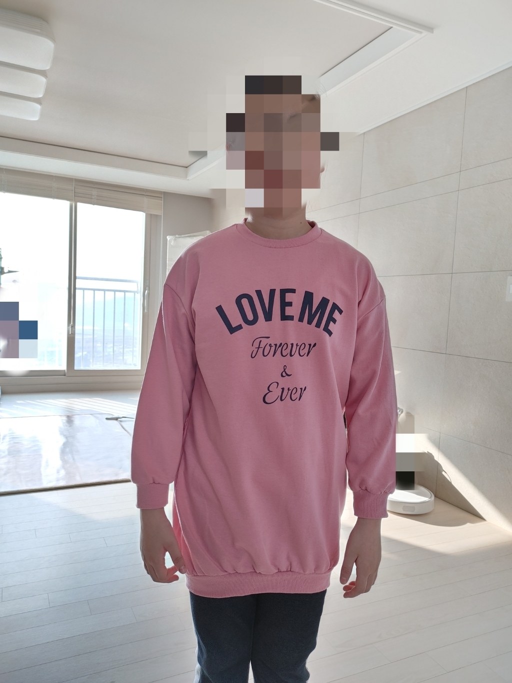 키즈레시피 여아용 러브미 롱 맨투맨 티셔츠