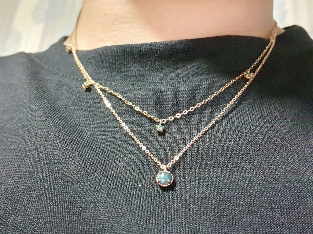 14K 02ct 앤틱 러프다이아 목걸이