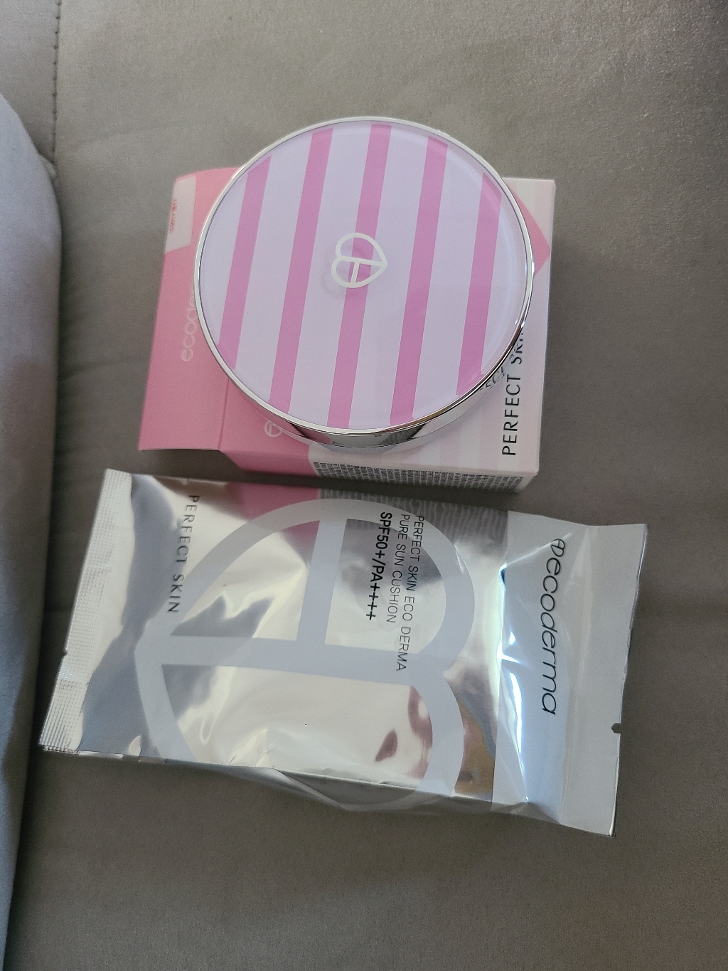 에코더마 퓨어 선쿠션 시즌2 SPF50 PA 핑크 퍼플 민트 리뷰후기