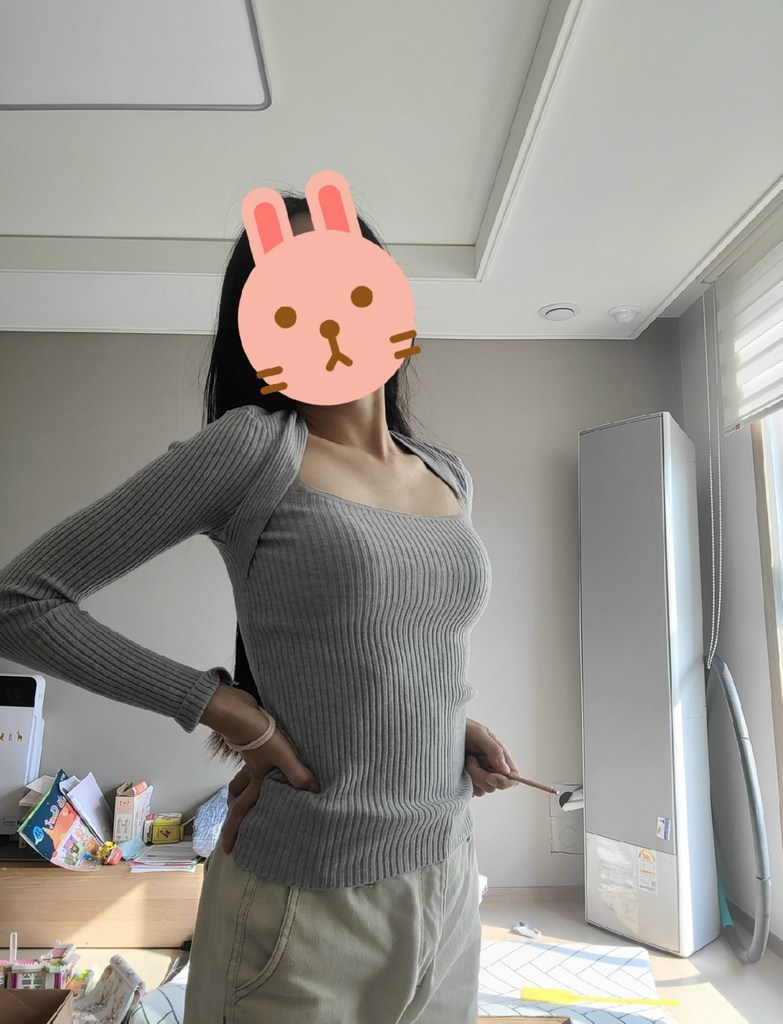 [무료배송] 주디엘리 여성 스퀘어넥 골지 슬림핏 니트 스웨터 봄 가을 겨울 리뷰후기