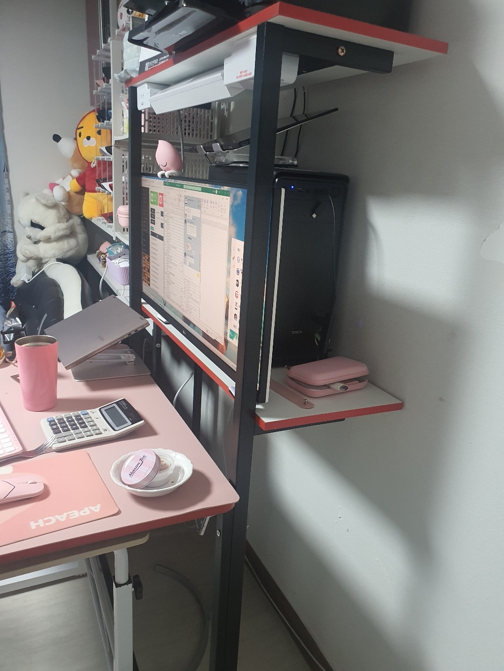 썬라이프 F3입식 900 2단선반 학생 게이밍 DIY 철제 컴퓨터책상