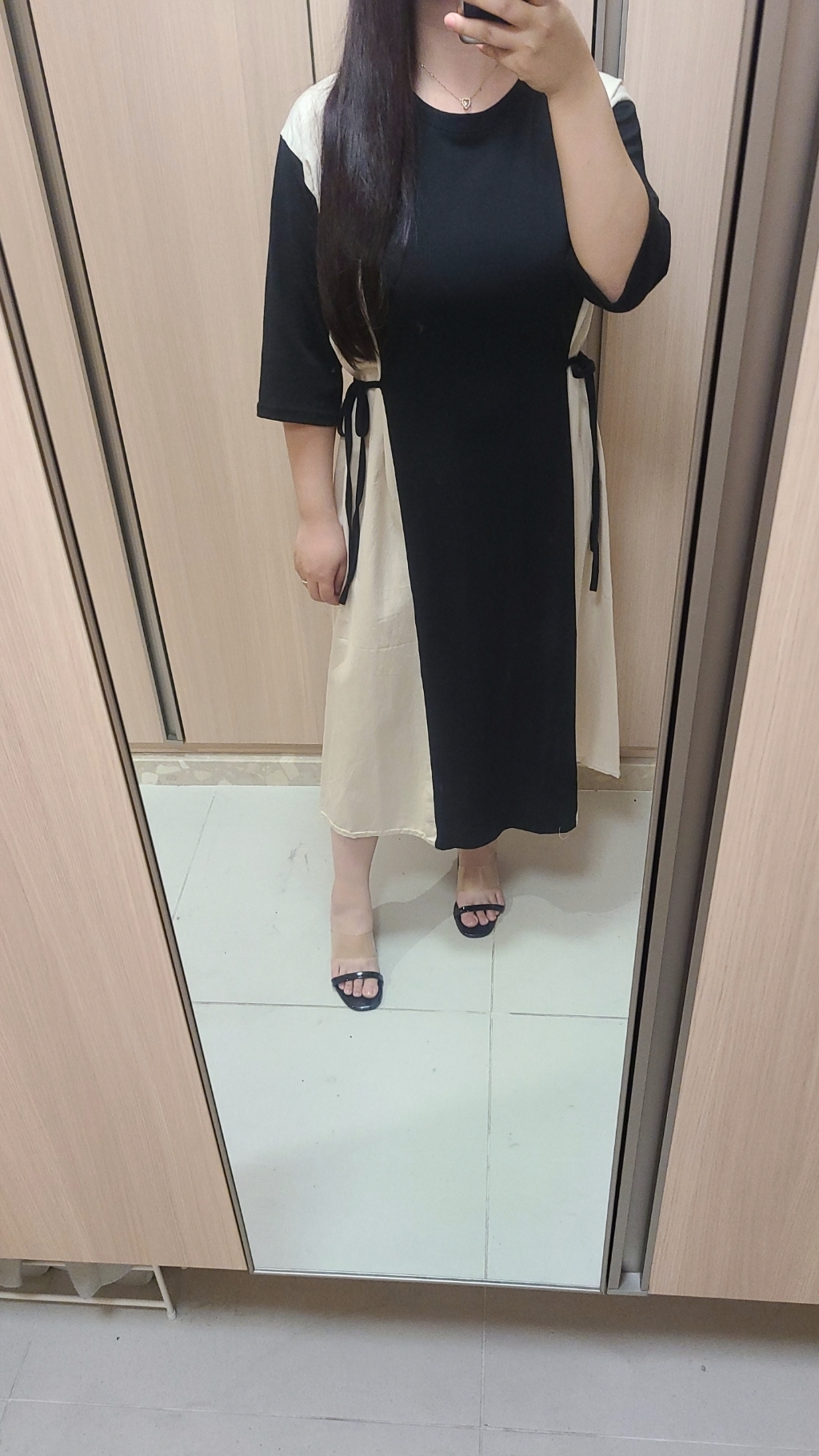 [세인트이브] 배색 꾸안꾸 편안한 롱원피스