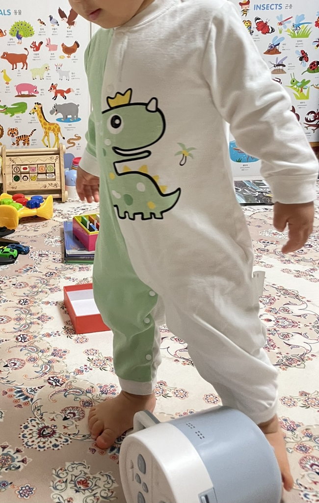 우와우와 동물농장 똑딱이 순면 신생아 사계절 우주복