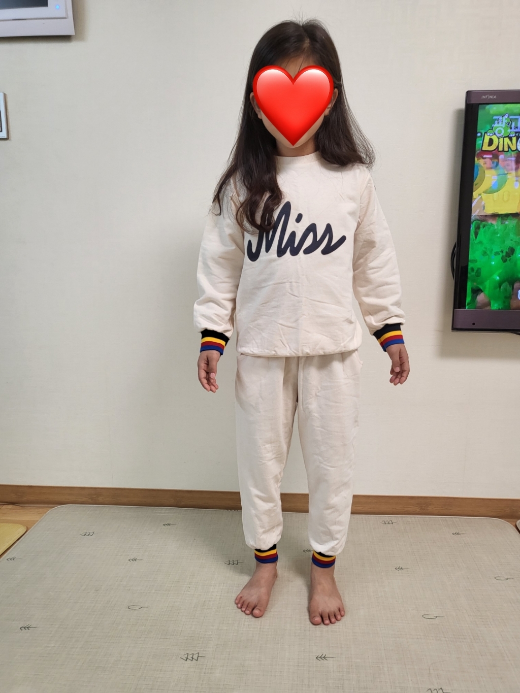 키즈레시피 아동용 S 무지개 시보리 상하의