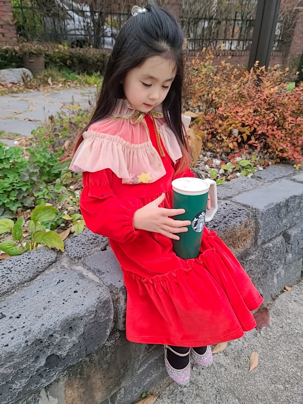 오즈키즈 여아용 메리케이프 벨벳 원피스