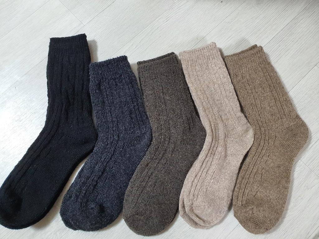 시너싹스 따뜻한 프리미엄 울 꽈배기 베이직 니트 장목 양말 5켤레