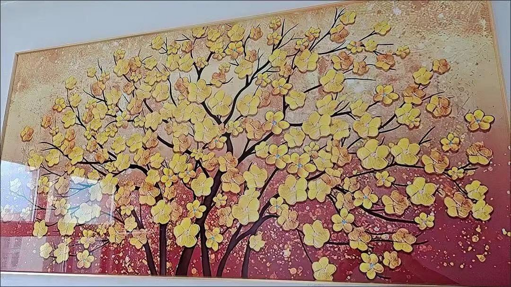 YWJ 돈 들어오는 황금 나무 액자 추상화 거실 소품인테리어 액자