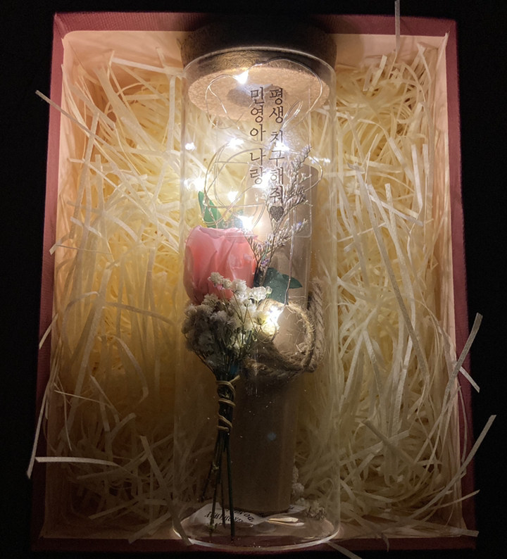 예쁜 LED 꽃 유리병 편지지 남자 여자친구 특이한 특별한 이색 꽃 생일편지 기념일 선물 리뷰후기