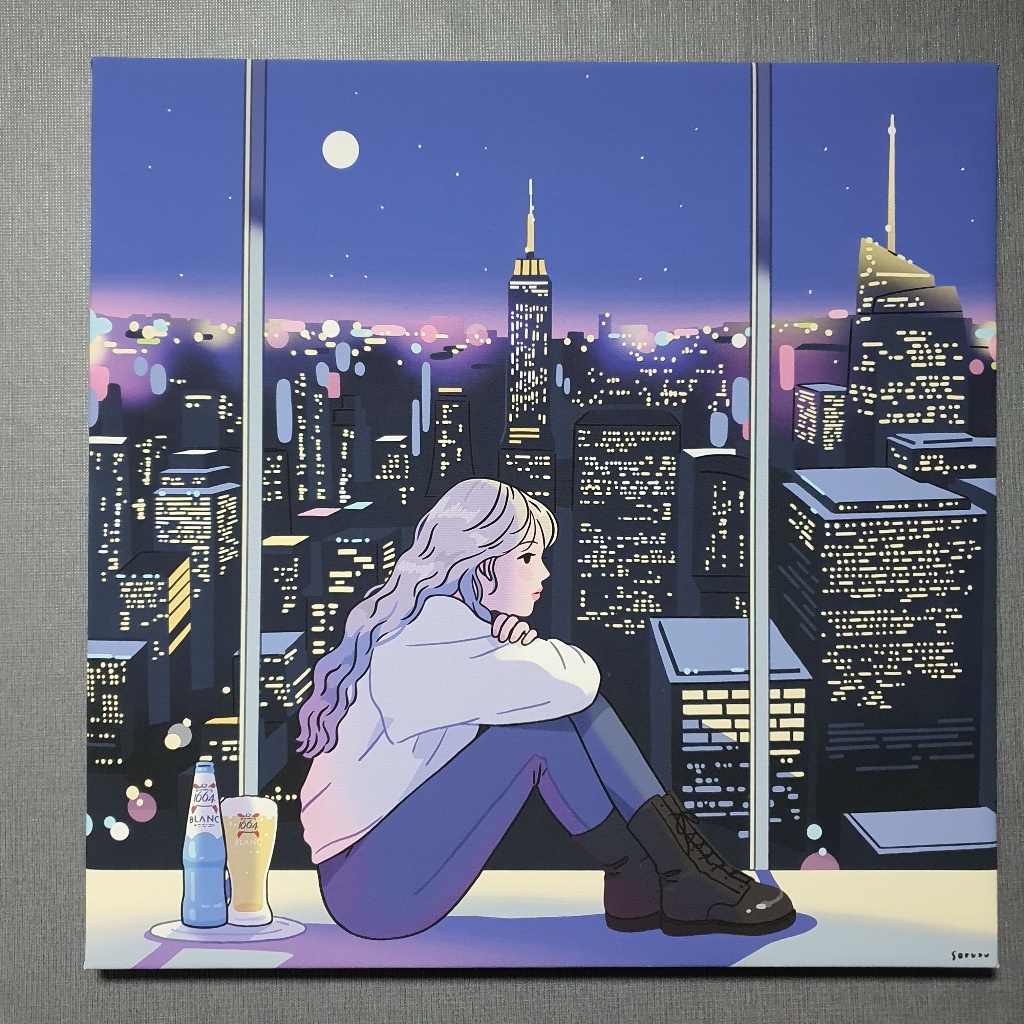 위모던 소르르 일러스트 액자 캔버스 아트 Chi city niht