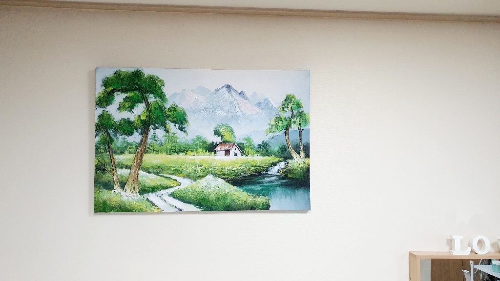 부자되는 건강운 재물운 산수화그림 소나무그림 폭포액자 풍수그림