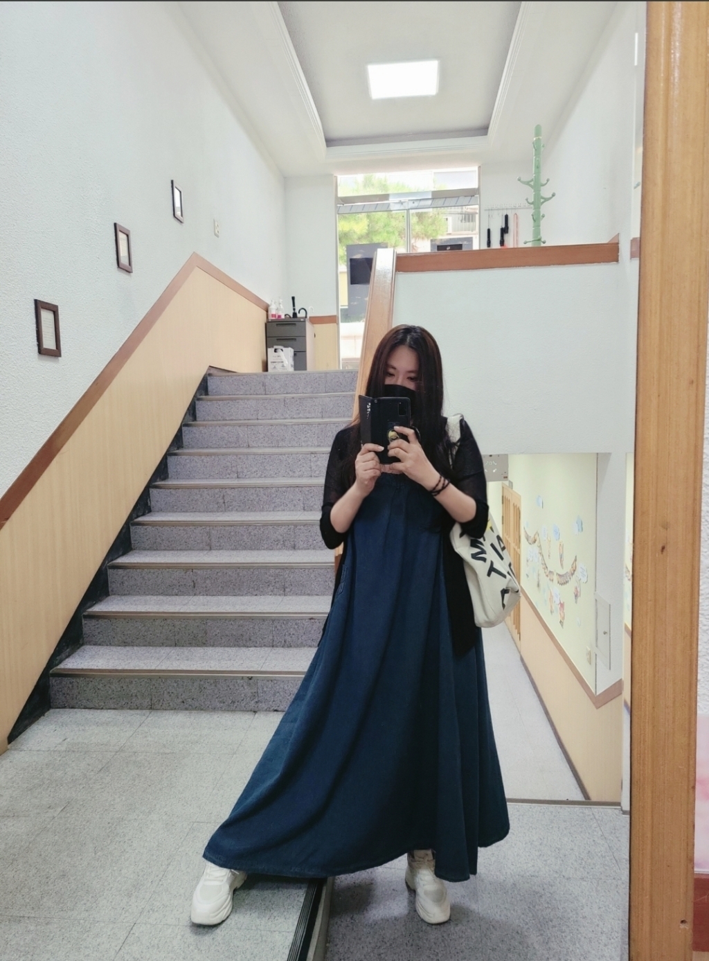큰언니 여성빅사이즈 멜빵 민소매원피스 청 롱원피스 BS05988#