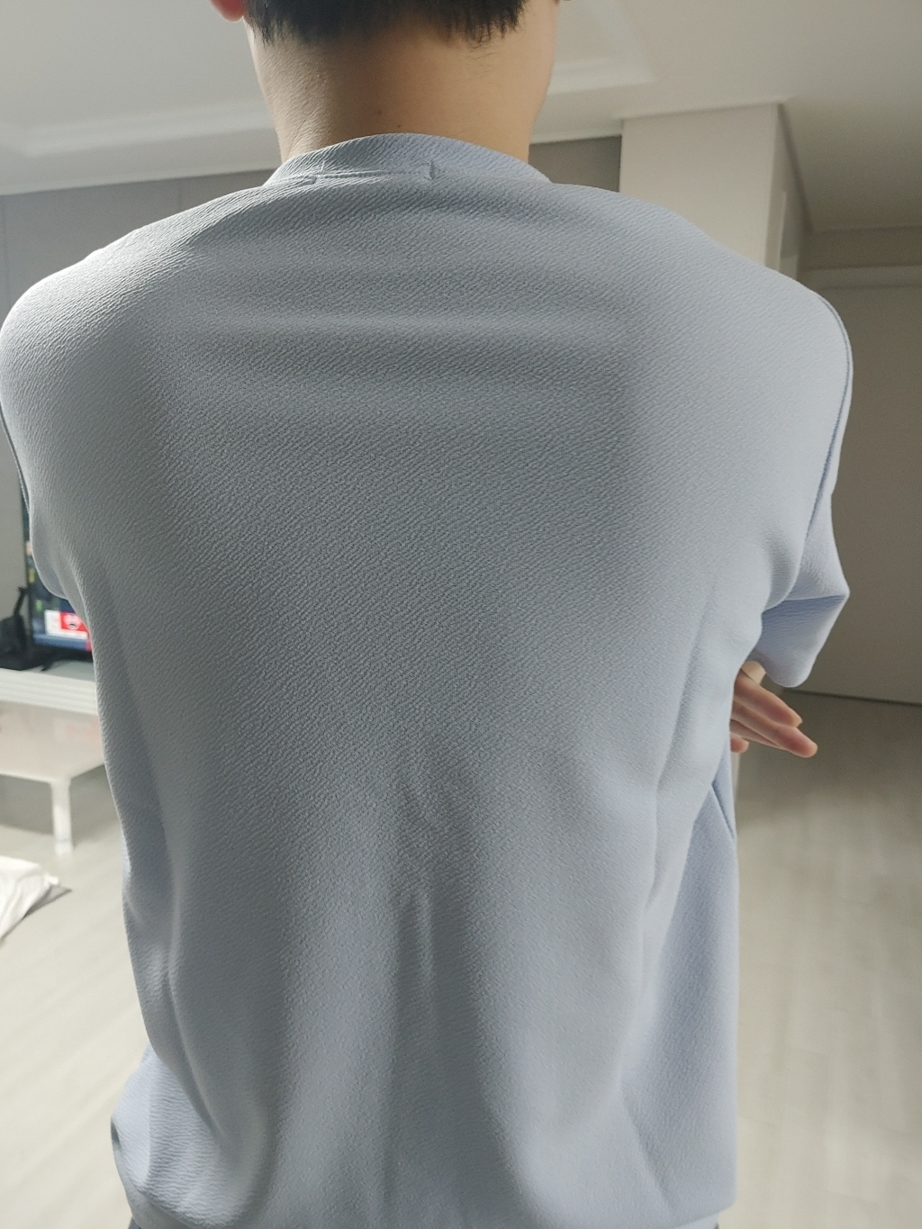 로니제이 남자 여름 무지 라운드 스판 이너티 레이어드 반팔 티셔츠