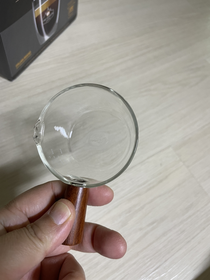 코빙 우드 손잡이 눈금 에스프레소 더블샷잔