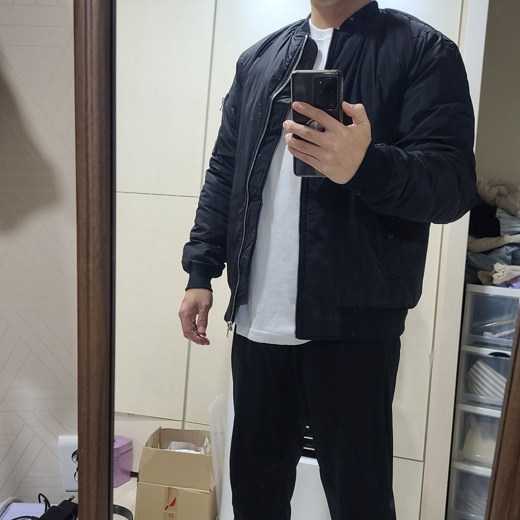 데일트 남자 오버핏 웰론 A-1 항공 패딩 점퍼 블루종