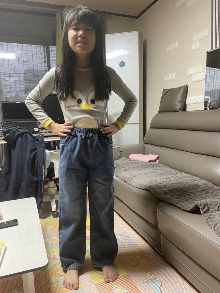 마더라이크 아동복 주니어 기모 밴딩통바지 데님 겨울청팬츠 7905