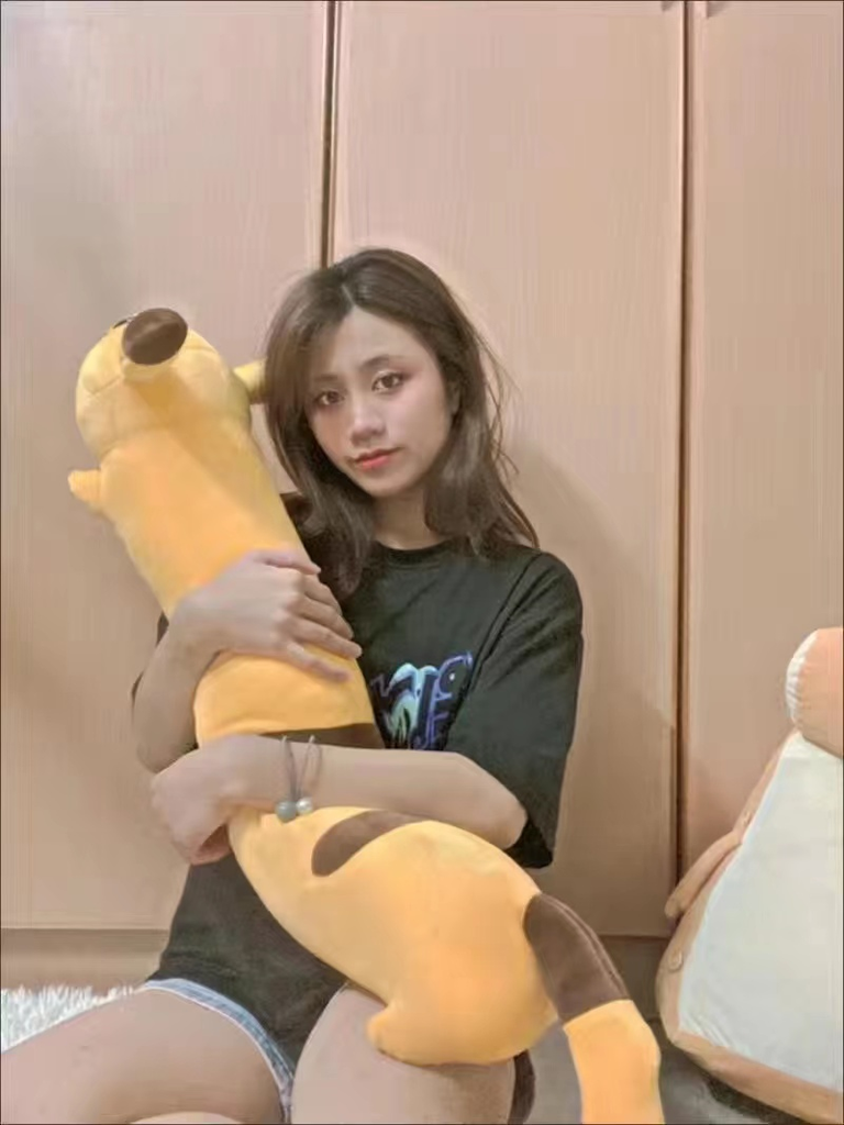 Haenbuk 피카츄 뽀글이 베개 여자 침대 위 귀여운 인형 롱베개 생일 선물