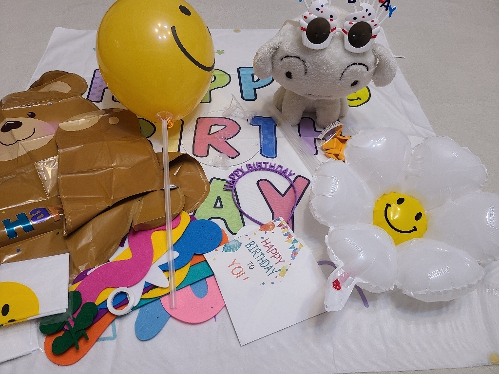 A 곰돌이 스마일 패브릭 현수막 가랜드 풍선 생일파티세트