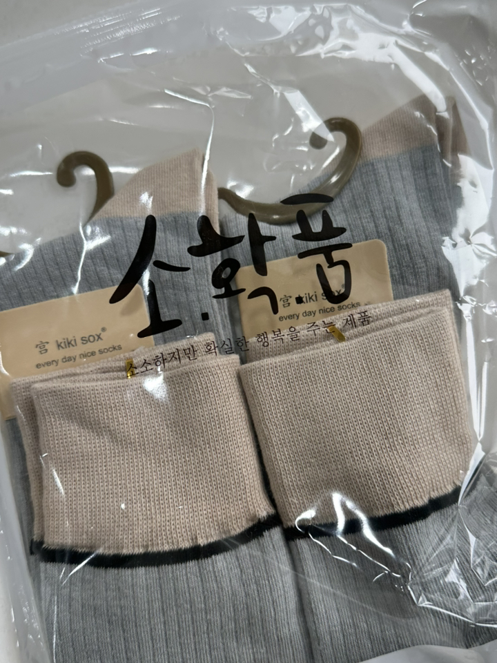 소확품 투톤 컬러니삭스 7coor 패션 장목 무릎양말 여성 데일리 골지