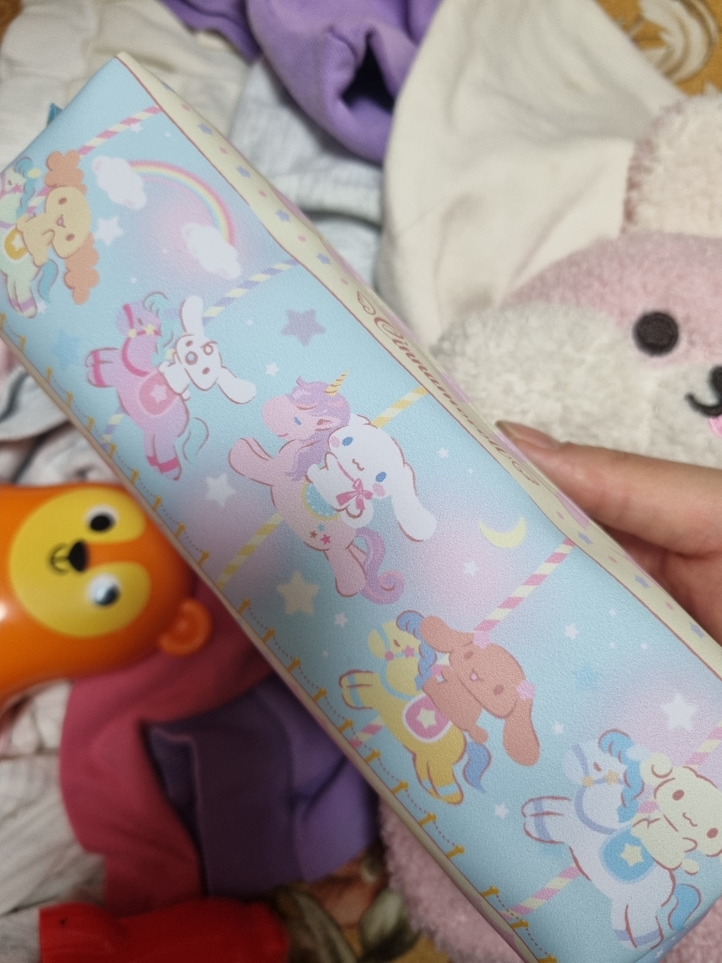 산리오 시나모 파스텔 패턴 사각 파우치 여성 필통 펜케이스 굿즈 선물
