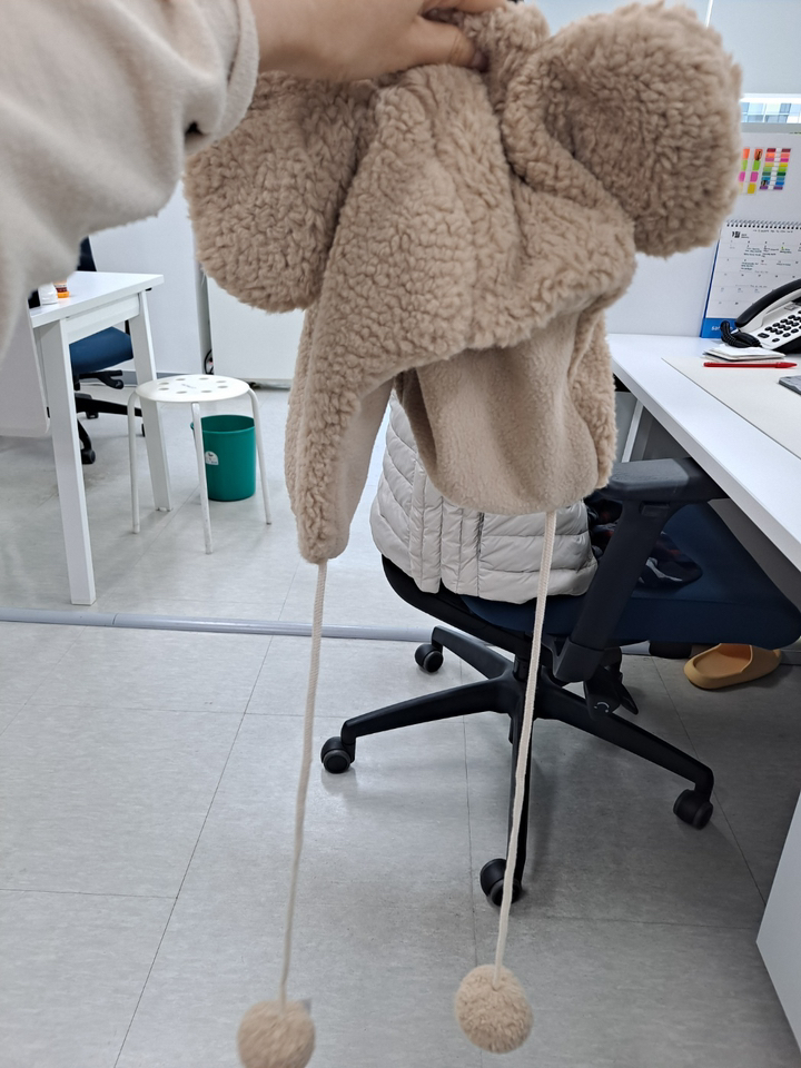 모던랩 곰돌이 모자 귀도리 뽀글이 방한모자