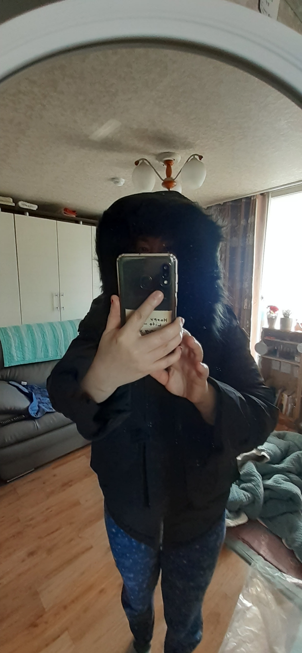 포근 털안감 후드 겨울 하프 사파리 자켓 00227