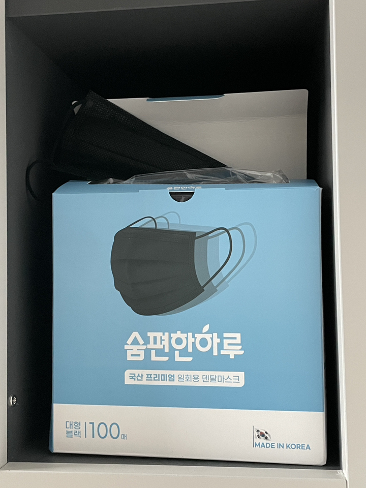 숨편한하루 국산 일회용 덴탈마스크 대형 100매입