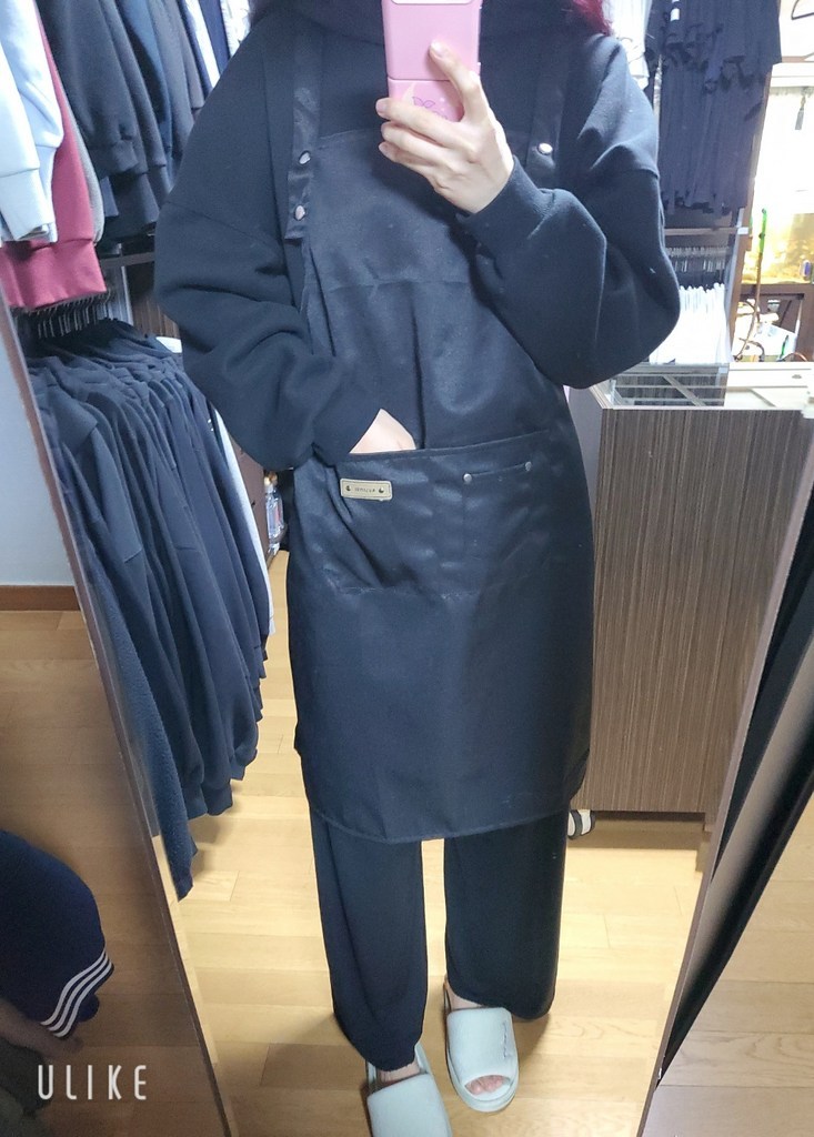 카페 데님 심플 앞치마