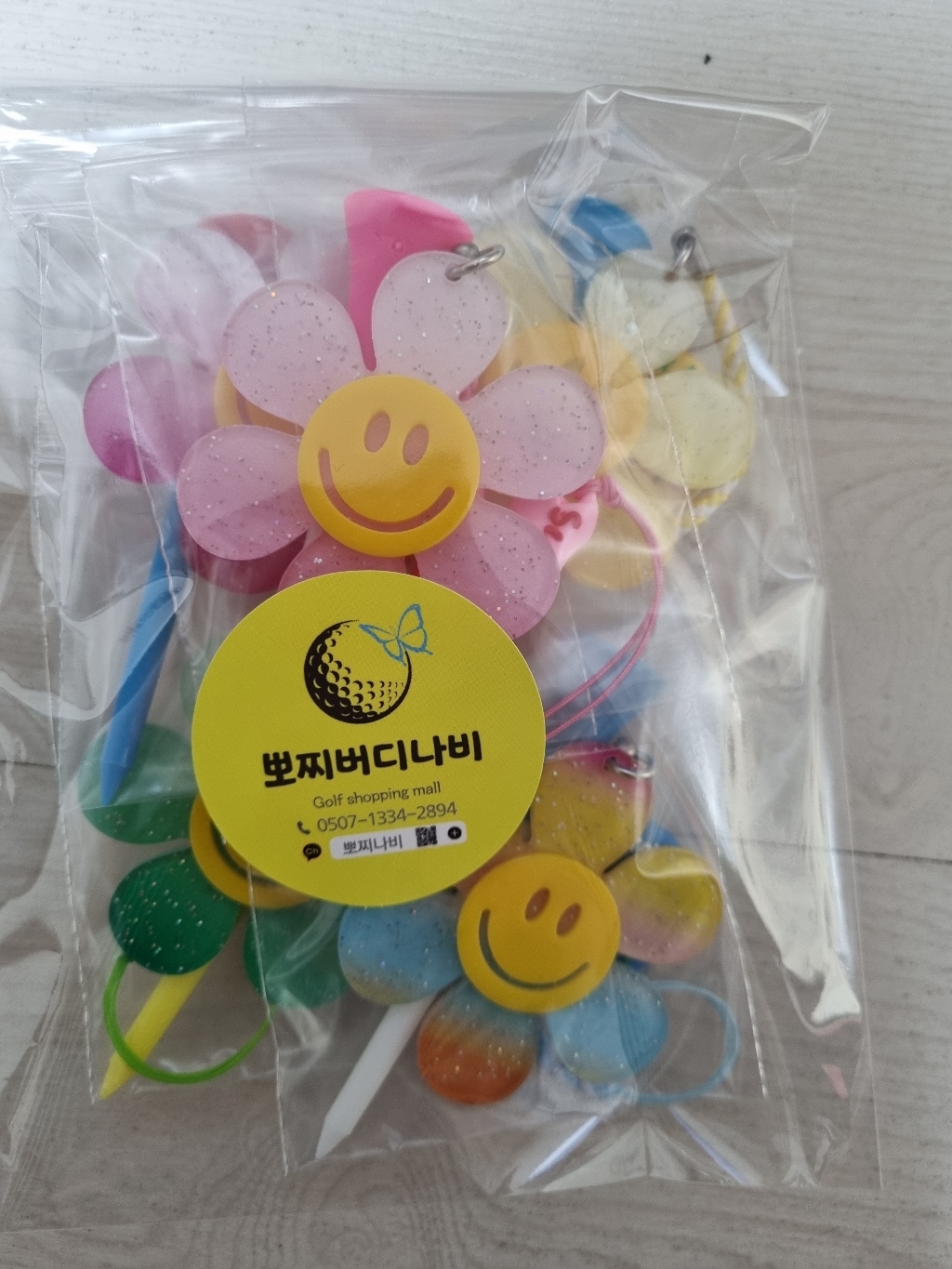 [뽀찌버디나비] 펄스마일꽃 티걸이 롱티세트 골프티꽂이 진주스트랩 퍼터키퍼 골프악세사리 캐디용품
