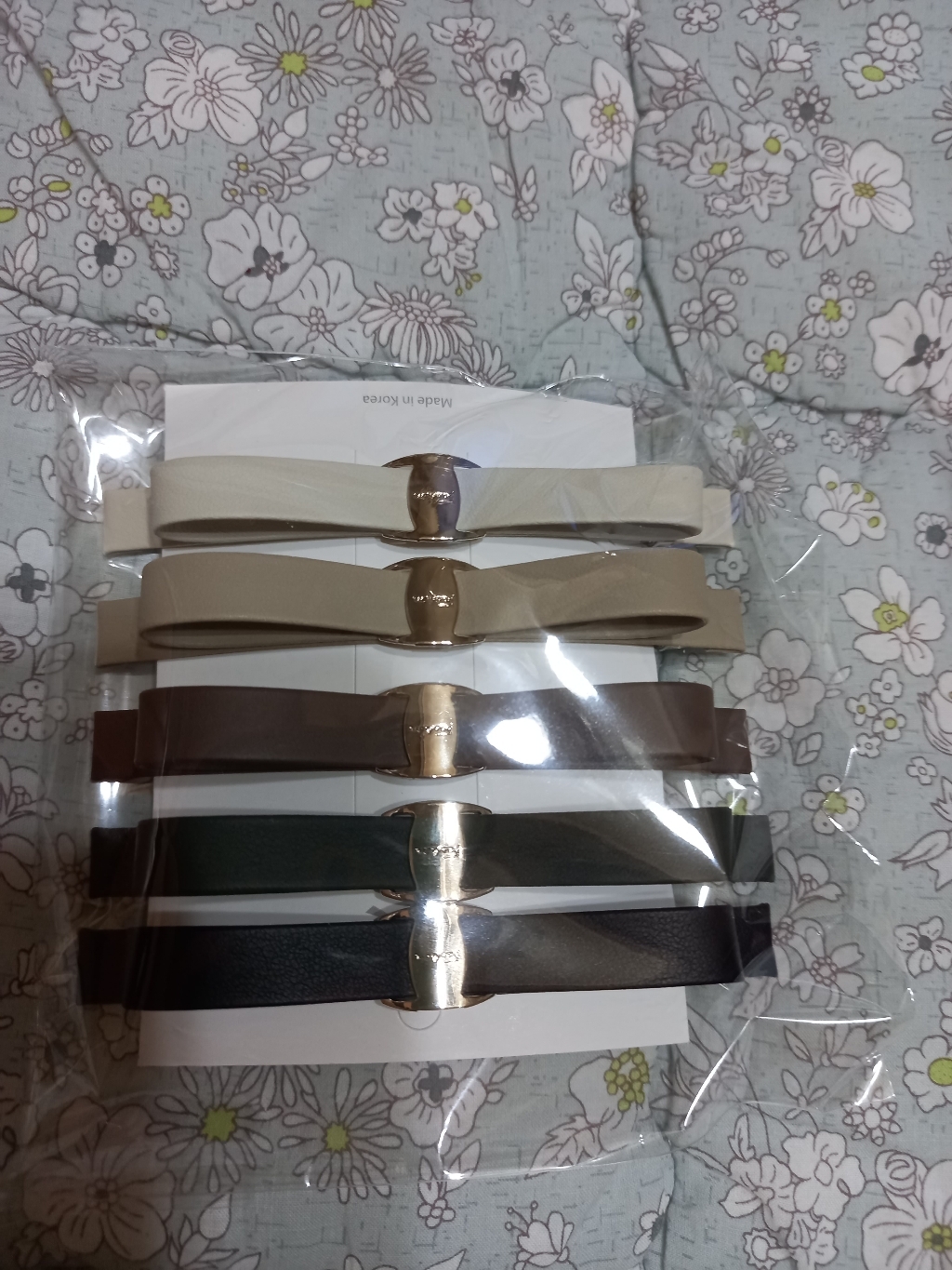 에떼리본 모던레더버클 슬림자동핀세트 인조가죽헤어핀 머리핀