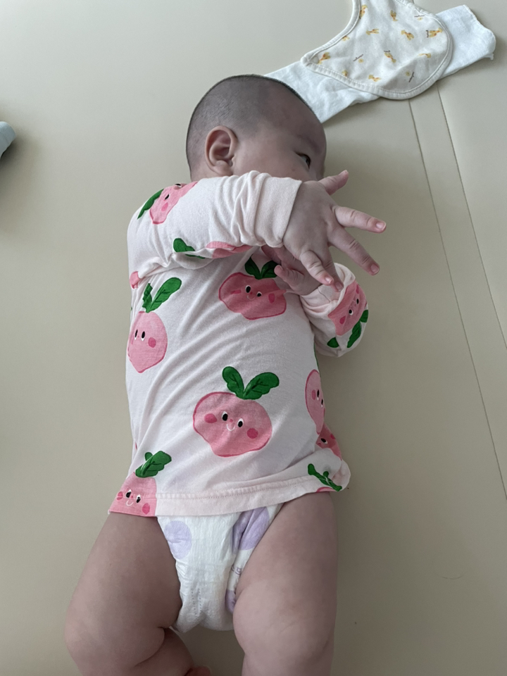 유니프랜드 여아용 복숭아 레이온 단면 9부 내의 상하