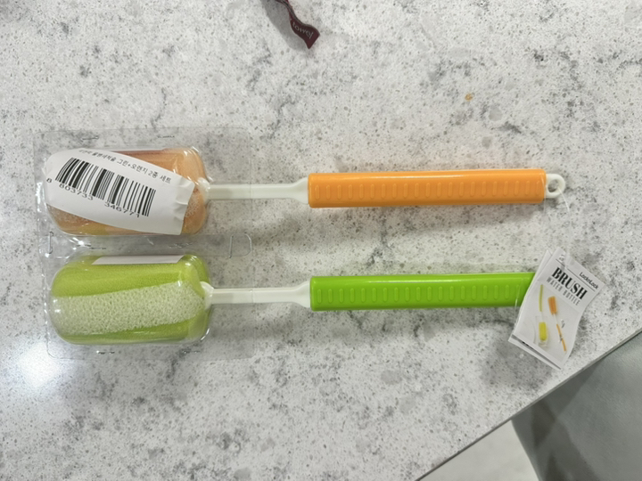 락앤락 물병 전용 세척솔 2종 세트, 그린 + 오렌지, 1세트