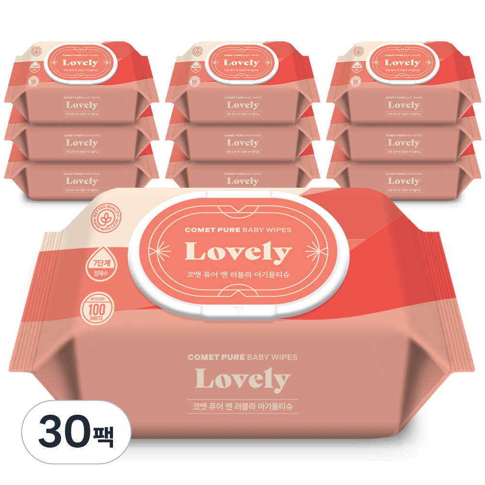 코멧 퓨어 러블리 아기물티슈 50평량, 100개입, 30개