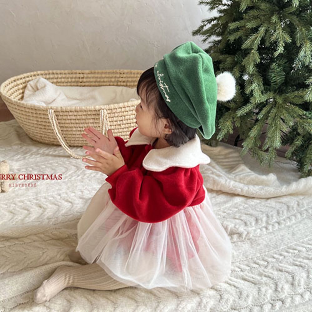 하이바이베베 메리 크리스마스 베레모 아기모자 겨울모자 크리스마스룩 겨울아기옷