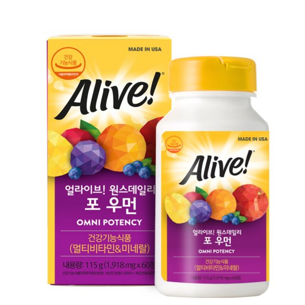 얼라이브 원스데일리 포 우먼 멀티 비타민, 80정, 153.4g, 1개