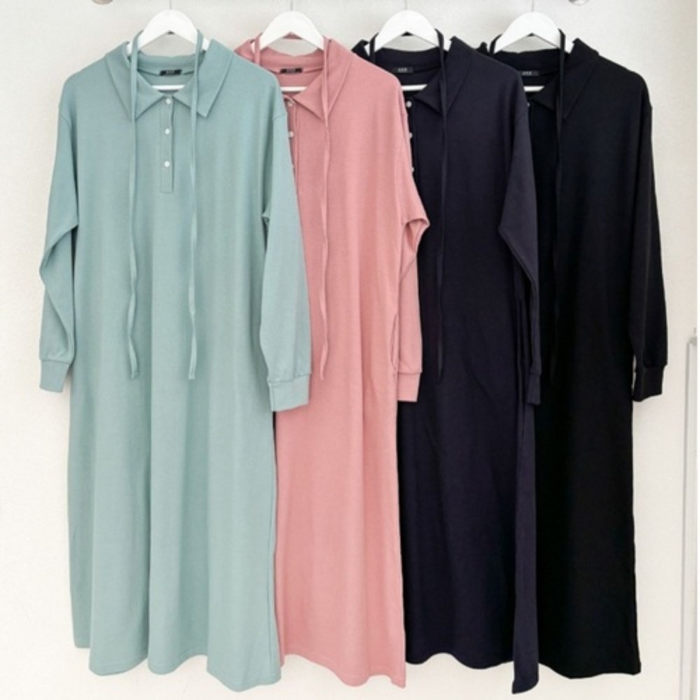 가을, 우아함을 더하는 롱 끈벨트 카라 원피스 (44-77)