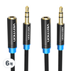 벤션 무산소 3.5mm 스테레오 AUX 연장케이블 1.5m x 2p, 혼합색상, 6개