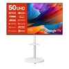 와이드뷰 4K UHD 블랙에디션 구글 스마트TV + 대형 삼탠바이미 화이트 스탠드 세트, 127cm(50인치), 티비(WGE50UT1), 스탠드(EKWBYME50W), 이동형 스탠드, 고객직접설치