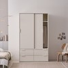 웰퍼니쳐 트로이 슬라이딩 옷장 1200 서랍장형 방문설치, 크림 아이보리