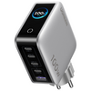 UGREEN 유그린 Nexode Pro 100W 5포트 GaN C타입 고속 충전기 스마트 디스플레이 탑재 맥북 프로 에어 아이폰 17 16 갤럭시 S26 울트라 아이패드 프로 호환, 1개, 스타라이트 그레이