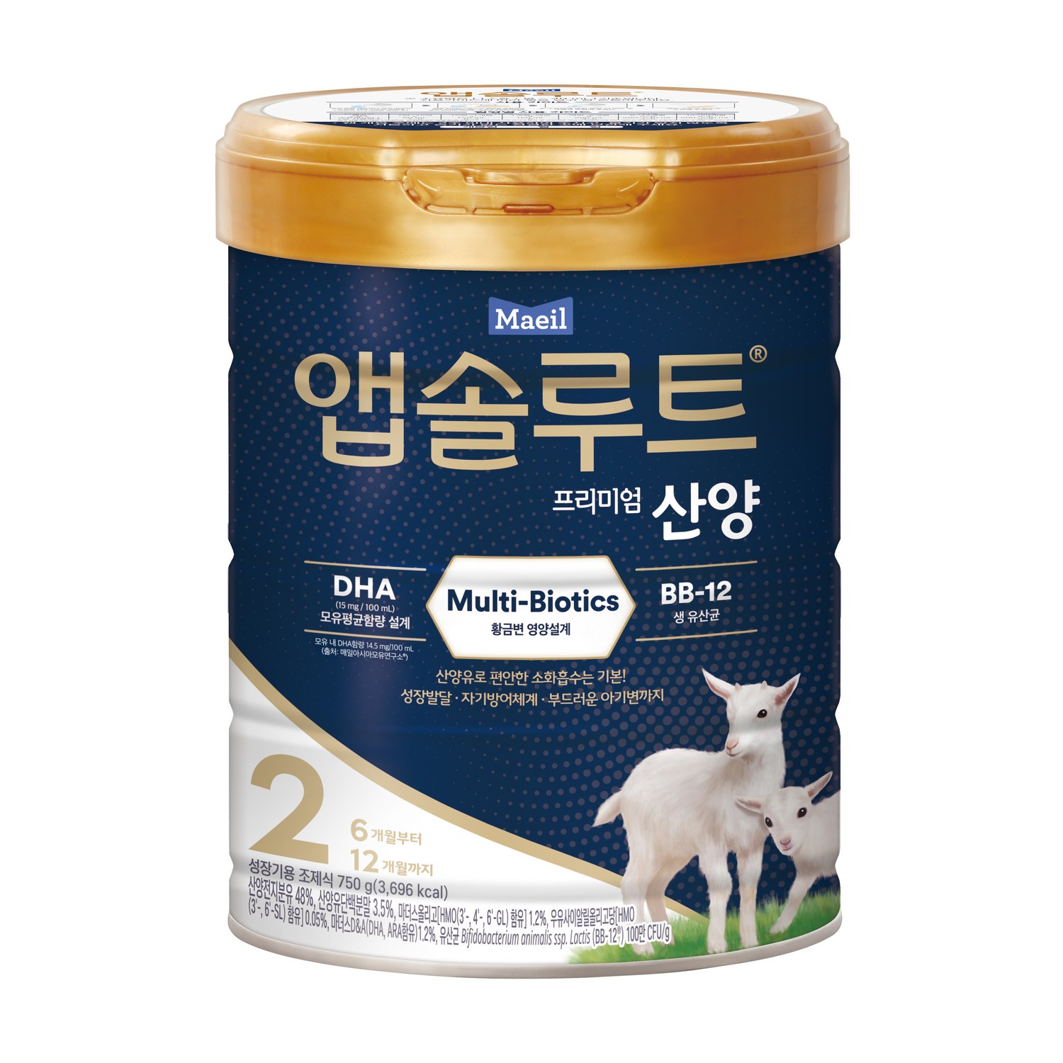 앱솔루트 프리미엄 산양 분유 2단계, 750g, 2개