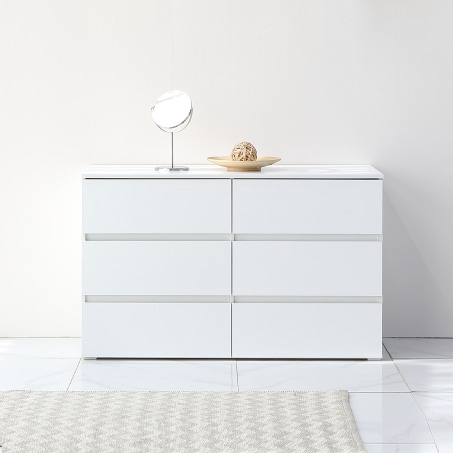 데코퍼니쳐 아론 와이드 3단 서랍장 방문 설치 – 화이트, 6개 3단와이드서랍장