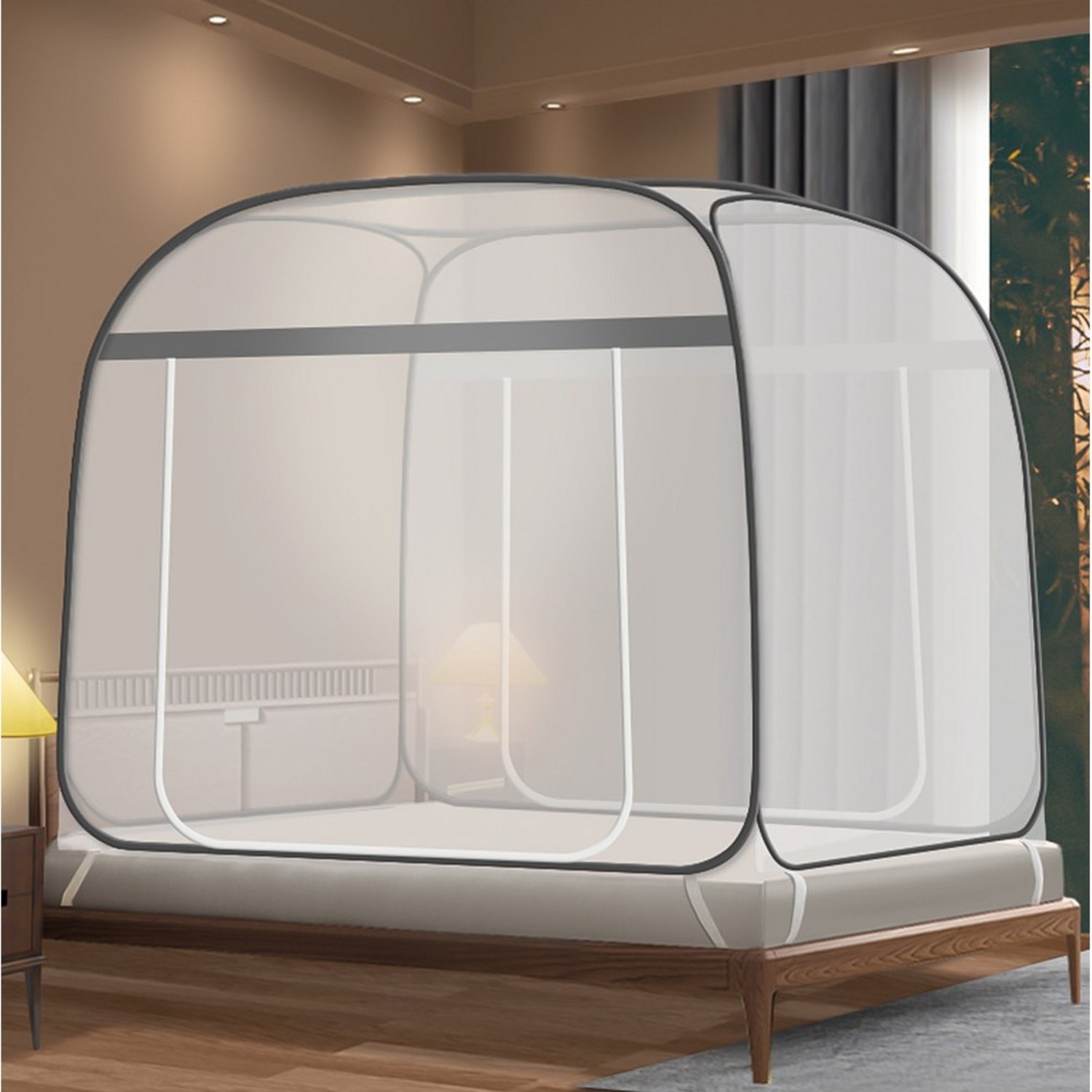 아뜰라임 원터치 침대 텐트 양문형 사각 모기장 – 여름철 필수템 원터치모기장