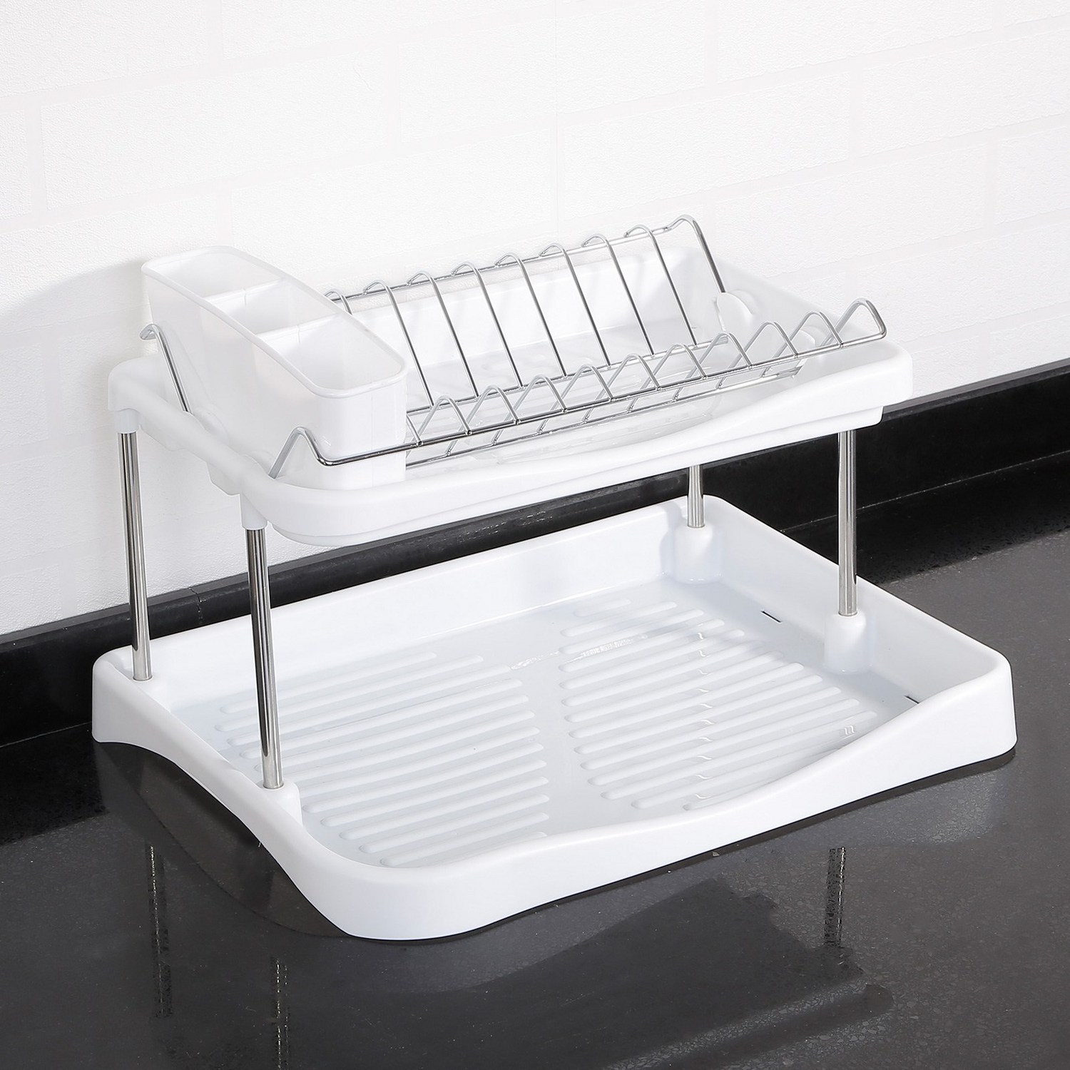 주방을 빛내는 마법! 2단 플라스틱 식기건조대로 설거지 후의 행복을 만끽하세요!