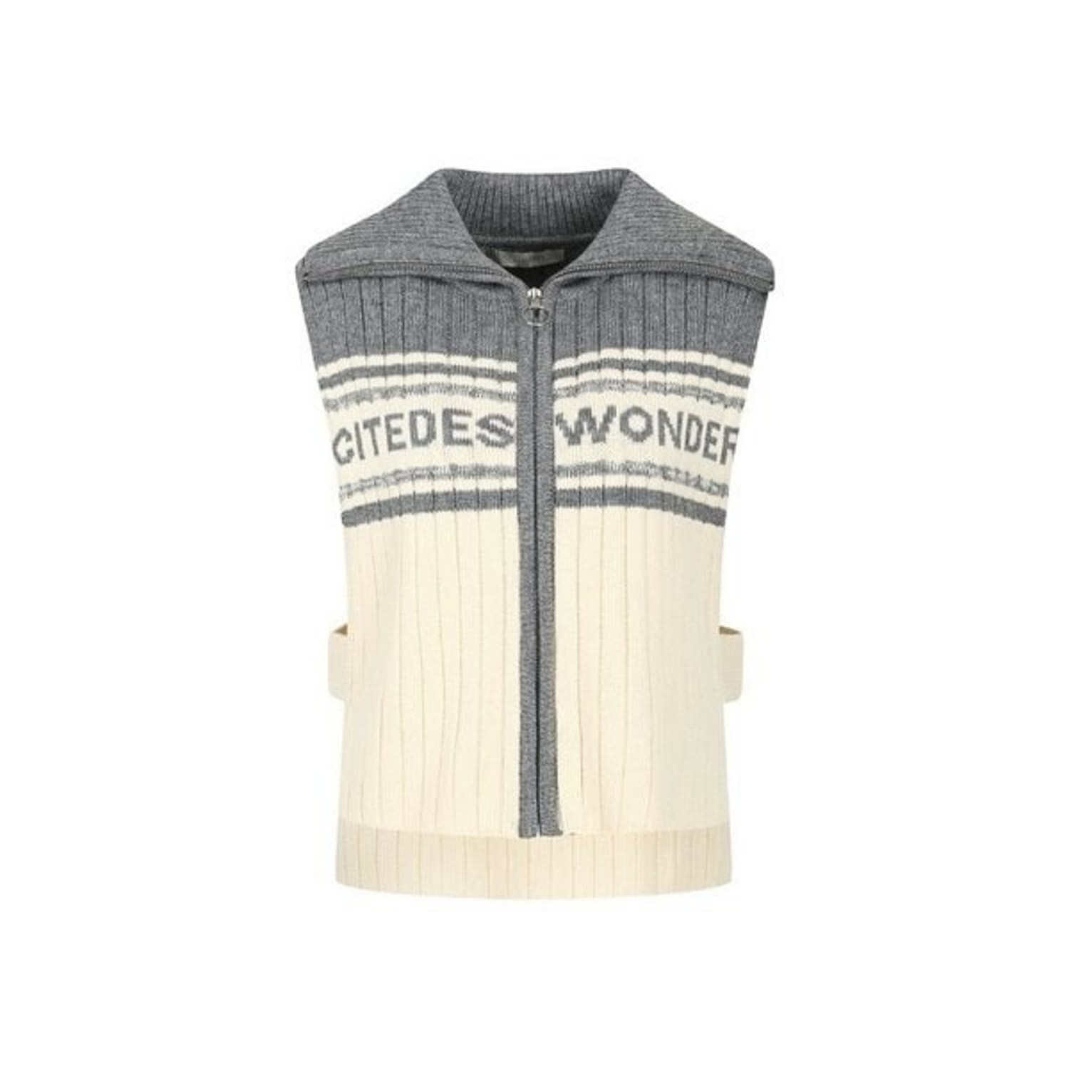 JJ지고트 레터링 배색 집업 니트 GPAA1VTR21