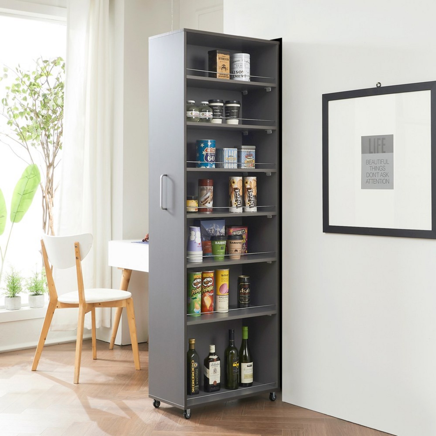 숨 막히는 공간 활용의 마법, 다하미가구 돌로미티 키큰 슬라이딩 틈새수납장 냉장고옆수납장