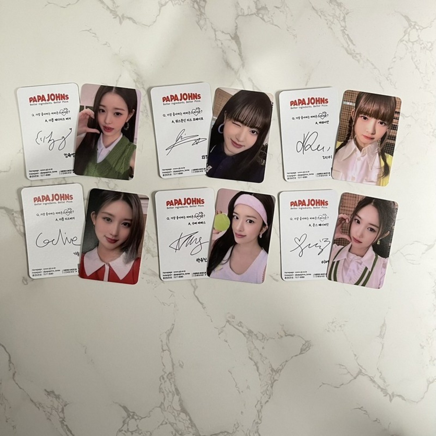 아이브와 파파존스 포카: 안유진, 아이브 시그, 아이브 포토카드, 레이 아이즈원앨범
