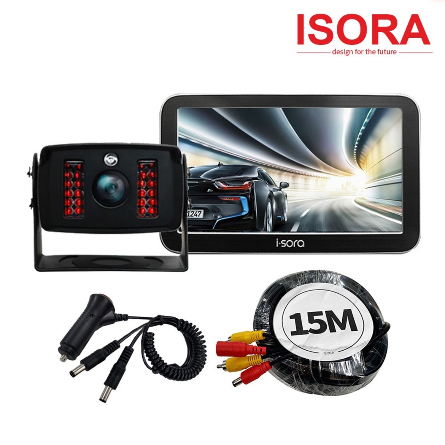 아이소라 화물차 후방카메라 풀세트 225만화소 소니IH-225+7인치AHD모니터 / 9인치AHD모니터, 카메라+9인치모니터(실버), Y시거잭+일체형20M